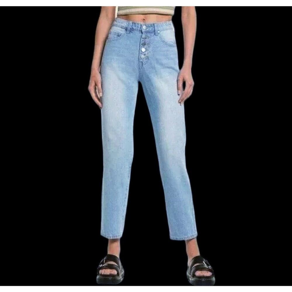 BP High Waist Button Fly Mom Tapered Crop Jeans Size 24 Light Wash Vintage Type